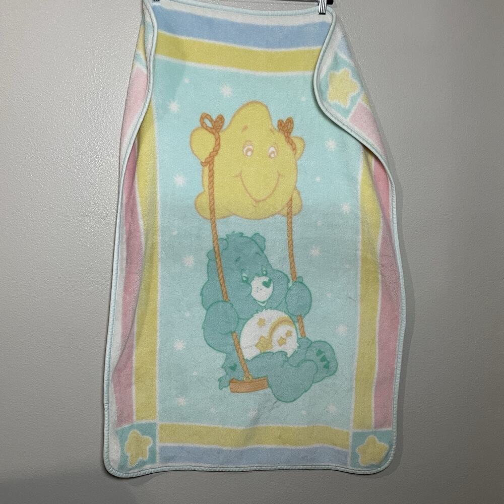 Care Bears Wish Bear Star Swing Pastel Thick Soft Acrylic Crib Baby Blanket